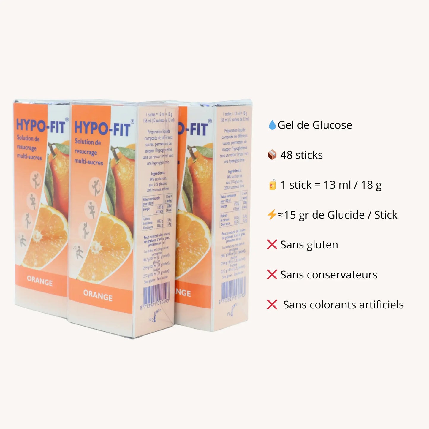 Pack Gel de Glucose Hypo-Fit – 48 sticks (4 boîtes) | Diab&Care